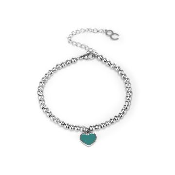 Halfpast8 Bracciale Sfere Cuore Smalto Acqua